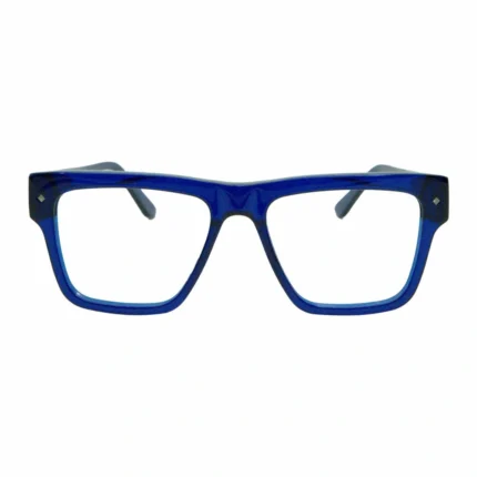 bold blue rectangle eyeglasses front