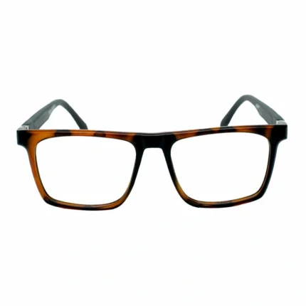 brown black rectangular rimmed eyeglasses main view
