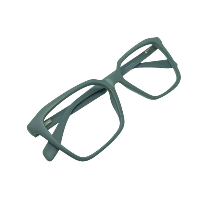 matte green square eyeglasses fold