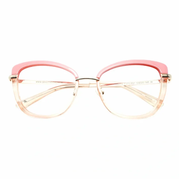 pink cat eye glasses angle front