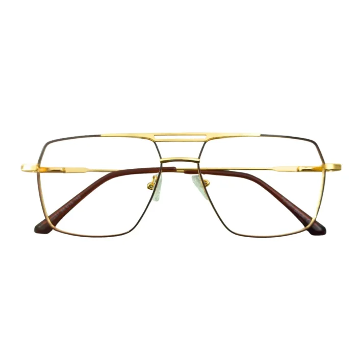 golden-aviator-eyeglass-frame-front-angle Front view of golden aviator eyeglass frame for men