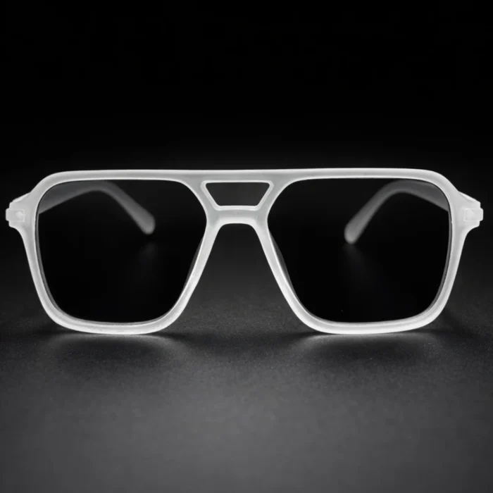 transparent-aviator-sunglasses-front matte transparent aviator sunglasses front